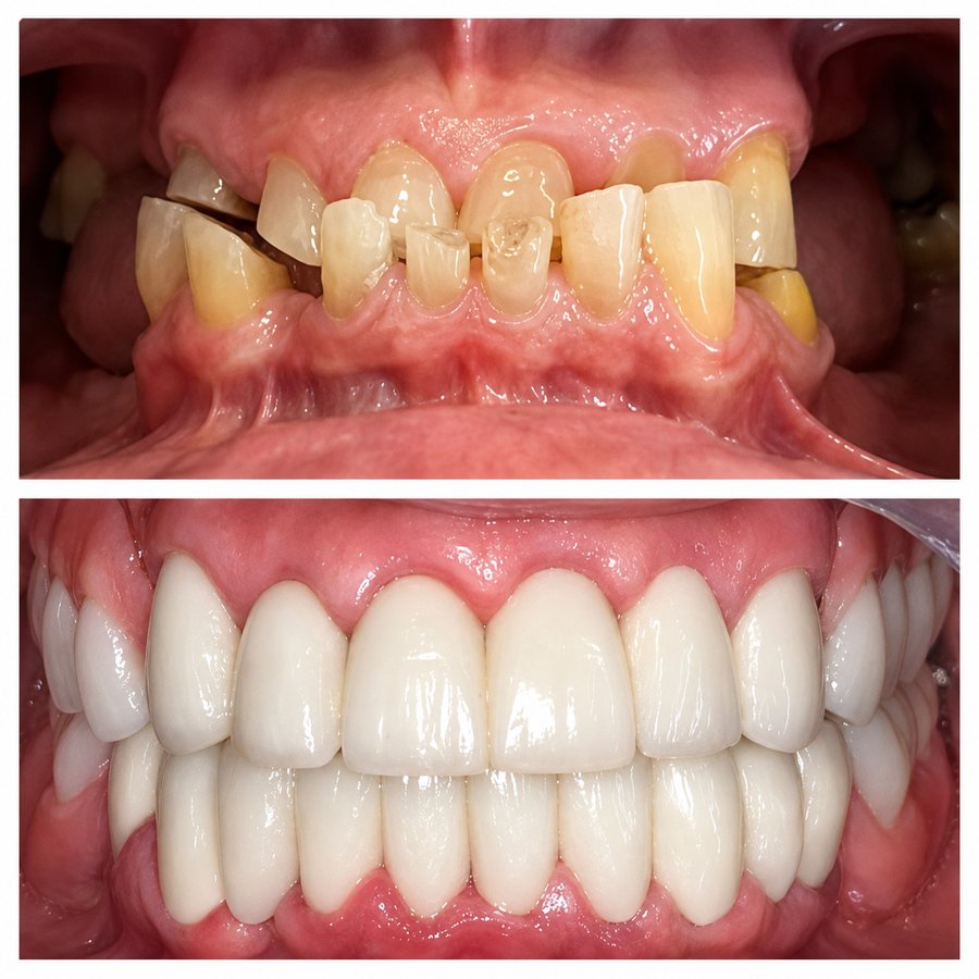 Antes e depois de reabilitação protética realizada na Biliclin